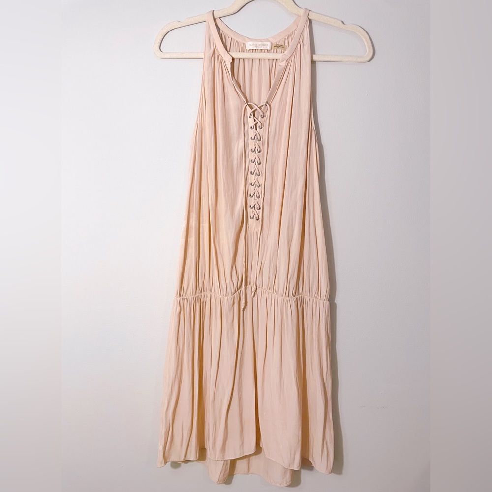 Ramy Brook Lace Up Mini Dress Blush Pink Size S